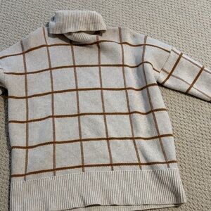 Madewell Beige and Brown block turtleneck Sweater
